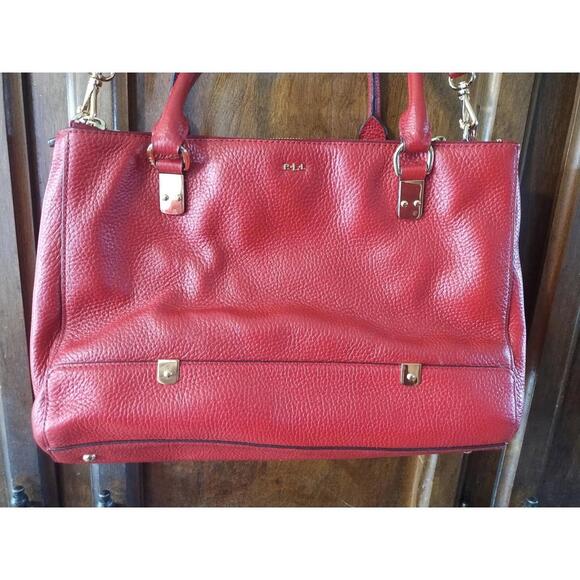 Ralph Lauren Red Pebble Grain Leather crossbody bag - Picture 6 of 7